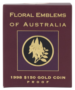 Coins - Australia: Gold: ONE HUNDRED & FIFTY DOLLARS: 1998 $150 'Floral Emblems of Australia' (Sturt's Desert Pea) proof containing ½oz (15.55gr) of 24ct gold (99.99%), in presentation box with certificate.