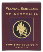 Coins - Australia: Gold: ONE HUNDRED & FIFTY DOLLARS: 1998 $150 'Floral Emblems of Australia' (Sturt's Desert Pea) proof containing &frac12;oz (15.55gr) of 24ct gold (99.99%), in presentation box with certificate.