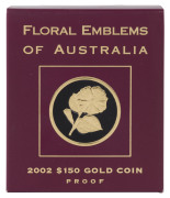 ONE HUNDRED & FIFTY DOLLARS: 2002 $150 'Floral Emblems of Australia' (Sturt's Desert Rose) proof containing &frac12;oz (15.55gr) of 24ct gold (99.99%), in presentation box with certificate.