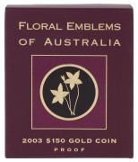 Coins - Australia: Gold: ONE HUNDRED & FIFTY DOLLARS: 2003 $150 'Floral Emblems of Australia' (Royal Blue Bell) proof containing &frac12;oz (15.55gr) of 24ct gold (99.99%), in presentation box with certificate.