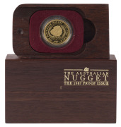 Coins - Australia: Gold: FIFTY DOLLARS: Perth Mint 1987 'Nugget' proof coin, in original Jarrah Wood presentation box, with CofA, ½oz (15.55gr) of 24ct gold (99.99%)