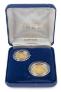 Coins - Australia: Gold: FIFTEEN & TWENTY-FIVE DOLLARS: Perth Mint 1987 'Nugget' proofs, comprising $15 & $25 coins in original Jarrah Wood presentation box, with CofA, weight 1/10oz (3.11gr) & 1/4oz (7.77gr) respectively of 24ct gold (99.99%)