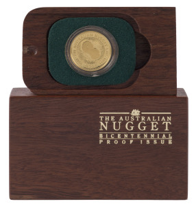 Coins - Australia: Gold: FIFTY DOLLARS: Perth Mint 1988 Bicentennial 'Nugget' proof coin, in original Jarrah Wood presentation box, with CofA, ½oz (15.55gr) of 24ct gold (99.99%)