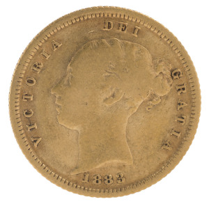 Coins - Australia: Half Sovereigns: QUEEN VICTORIA YOUNG HEAD: 1883(S), g/Fine