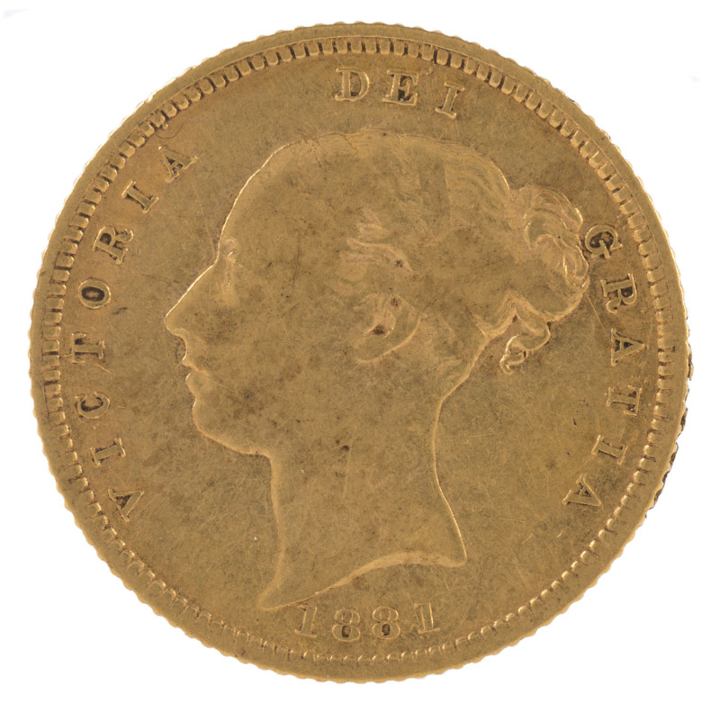 Coins - Australia: Half Sovereigns: QUEEN VICTORIA YOUNG HEAD: 1881(S), g/Fine.