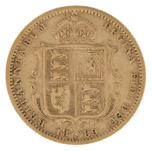 Coins - Australia: Half Sovereigns: QUEEN VICTORIA JUBILEE HEAD/SHIELD: 1889(S), g/Fine.