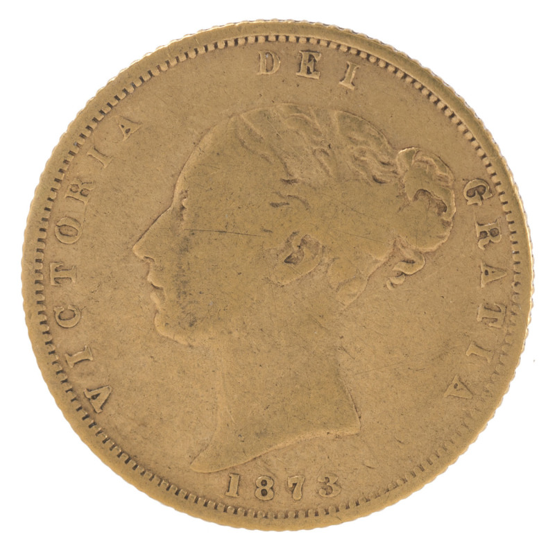 Coins - Australia: Half Sovereigns: QUEEN VICTORIA YOUNG HEAD: 1873(M), aFine