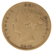 Coins - Australia: Half Sovereigns: QUEEN VICTORIA YOUNG HEAD: 1877(M), aFine.