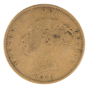 Coins - Australia: Half Sovereigns: QUEEN VICTORIA YOUNG HEAD: 1873(M), aFine.