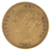 Coins - Australia: Half Sovereigns: QUEEN VICTORIA YOUNG HEAD: 1886(M), mintage 38,000. aVF. Very scarce.