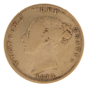 Coins - Australia: Half Sovereigns: QUEEN VICTORIA YOUNG HEAD: 1873(M), aFine.