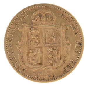 Coins - Australia: Half Sovereigns: QUEEN VICTORIA JUBILEE HEAD/SHIELD: 1893(M), Fine.