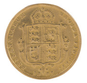 Coins - Great Britain: HALF SOVEREIGN: 1887 QV Jubilee Head/Shield, KM #766, aFine.