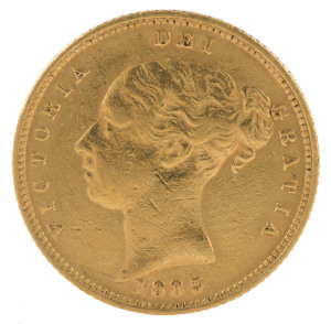 Coins - Great Britain: HALF SOVEREIGN: 1883 QV Young Head, KM #735.1, aVF.