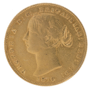 Coins - Australia: Sovereigns: QUEEN VICTORIA - SYDNEY MINT TYPE II: 1870, rim ding, Fine.