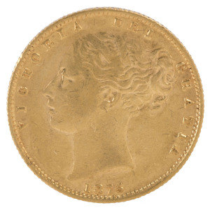 Coins - Australia: Sovereigns: QUEEN VICTORIA YOUNG HEAD/SHIELD: 1875(S), aVF.