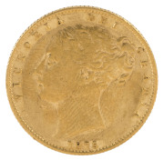 Coins - Australia: Sovereigns: QUEEN VICTORIA YOUNG HEAD/SHIELD: 1875(S), Fine.