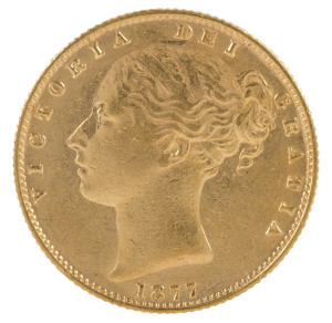 Coins - Australia: Sovereigns: QUEEN VICTORIA YOUNG HEAD/SHIELD: 1877(S), aVF.