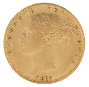 Coins - Australia: Sovereigns: QUEEN VICTORIA YOUNG HEAD/SHIELD: 1877(S), VF.
