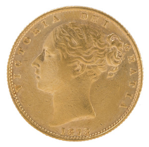 Coins - Australia: Sovereigns: QUEEN VICTORIA YOUNG HEAD/SHIELD: 1878(S), VF.