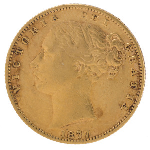 Coins - Australia: Sovereigns: QUEEN VICTORIA YOUNG HEAD/SHIELD: 1877(S), some tarnishing, gFine.