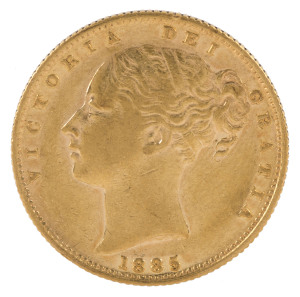 Coins - Australia: Sovereigns: QUEEN VICTORIA YOUNG HEAD/SHIELD: 1885(S), VF.