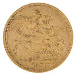 Coins - Australia: Sovereigns: QUEEN VICTORIA YOUNG HEAD/ST GEORGE: 1875(M), aVF.