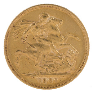Coins - Australia: Sovereigns: QUEEN VICTORIA YOUNG HEAD/ST GEORGE: 1880(M), VF.