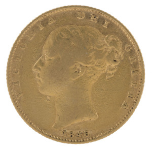 Coins - Great Britain: SOVEREIGN: 1846 QV Young Head, KM #736.1, couple of dings obverse, aFine.