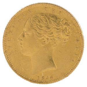 Coins - Great Britain: SOVEREIGN: 1848 QV Young Head, KM #736.1, VF.