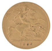 Coins - Great Britain: HALF SOVEREIGN: 1907 King Edward VII, G/VG.