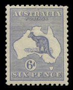 AUSTRALIA: Kangaroos - Third Watermark: 6d Pale Greyish-Violet Die II, well centred mint; BW:19G - Cat. $575. Drury Certificate (2021). Elusive shade.