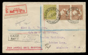 AUSTRALIA: Aerophilately & Flight Covers: 7 June 1924 (AAMC.72) Sydney - Adelaide registered flown cover carried on the inaugural service by Australian Aerial Services, with Adelaide arrival cds.