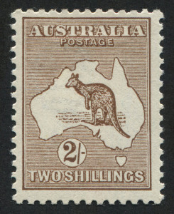 AUSTRALIA: Kangaroos - Third Watermark: 2/- Dull Brown, well centred fresh mint; BW: 37C - Cat. $500.