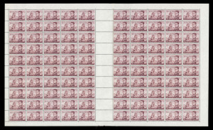 AUSTRALIA: Decimal Issues: 1966-73 (SG.401) $1 Flinders Perf.14.4x14, Plate 3 (bottom centre, '3' partially guillotined), complete sheet of 100 with variety "'Spot of Colour on 'S'" [ShB R2/2], single tone spot on gum, fresh MUH; BW:463zb.