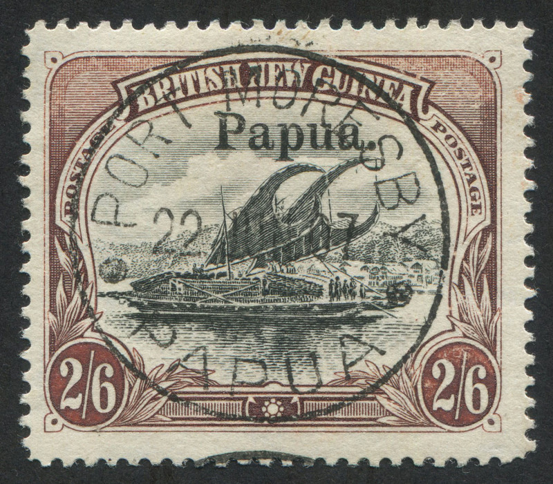 PAPUA: 1906 (SG.20) Wmk Horizontal Large 'Papua' 2/6d black & brown Thick Paper, fine used, Cat. £190.