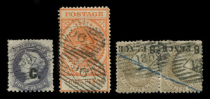 SOUTH AUSTRALIA - Postmarks: POSTMARKS - DIAMOND NUMERALS: collection on Hagners with Rated RRRR: '77', '163' ; Rated RRR: '96' (on 4d Long Tom), '115', '153', '299', '305', Rated RR: '12', '14', '34', '35', '39' (on Customs 4d Departmental), '67', '73'