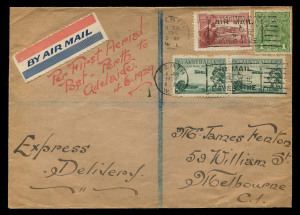 AUSTRALIA: Postal History: EXPRESS DELIVERY SERVICE: 1929-1960s collection on display pages or in cover protectors including 1929 First Flight cover Perth-Adelaide, thence surface to Melbourne endorsed "Express Delivery" corrected franked at 8½d including