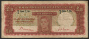 Banknotes - Australia: Pre-Decimal Banknotes: 1940 (R58F) Sheehan/McFarlane KGVI &pound;10, First Prefix 'V/3 684026', flattened folds and extensive creasing, fair/G.