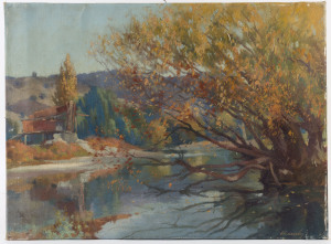 GEORGE S. CROSSLEY (1919-73), Autumn scene on the river, circa 1950, oil on canvas, signed "G.S. Crossley" lower right, 48.5 x 63.5cm.