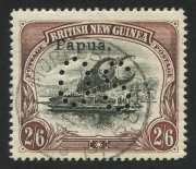 PAPUA: OFFICIALS: 1908 (SG.O1) Small 'Papua' Wmk Horizontal 2/6d black & brown on Thick Paper perf. 'OS', variety "Inverted 'd' for 2nd 'p' in 'Papua", very fine used, Cat. &pound;38 as a normal stamp.