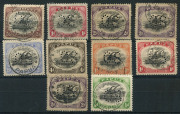 PAPUA: OFFICIALS: 1908-10 perf 'OS' used selection with Small 'Papua' 2/6d (SG.O1), Small 'PAPUA' values to Wmk Upright 1/- P.12½ (SG.O13) including Wmk Upright and Wmk Sideways 1d P.11 SG.O4 and SG.O15, Wmk Upright 2d P.12½ (SG.O10, wrinkles); odd blemis