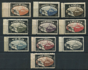 GERMANY: GERMAN COLONIES - CINDERELLAS: 1919 Lost Colonies "mourning stamps" set of 10, marginal MUH and scarce thus. (10)