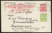 SOUTH AUSTRALIA - Postal History: POSTAL CARDS: 1911 (Dec.7) use of Commonwealth 1d Postal Card (BW:1) uprated with &frac12;d GPO, tied by 'SEMAPHORE' squared-circle datestamp, addressed to Germany, with "Via Neapel" (Naples) in manuscript, private arrival hands