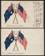 VICTORIA - Postal Stationery: POSTAL CARDS - GREAT WHITE FLEET: 1908 (H&G #31 & 32) 1d red postally used in 1908 (Sep.2) from Melbourne to Golden Square & 1½d deep rose-red unaddressed with 1908 (Sep. 19) MELBOURNE machine cancel; the former with a small