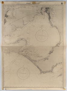 PORT PHILLIP : Surveyed by Commander Henry L. Cox, R.N. [1864]; two later editions, with corrections and additions to 1921 and 1948. Both 102 x 70cm. (2).