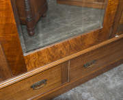 An Australian Arts & Crafts wardrobe, fiddleback blackwood with copper strap hinges and fine repouss&eacute; panels, circa 1900, 230cm high, 216cm wide, 71cm deep - 9