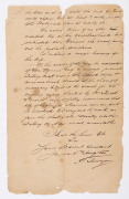 NORTHERN TERRITORY: THE 1883 EXPEDITION TO LOCATE "STURT'S TREE" Dec.10th 1883 four-page letter headed "Palmerston" and addressed "The Acting Government Resident, Palmerston; written by James P. Hingston, Surveyor, in which he provides a day-by-day descri - 4