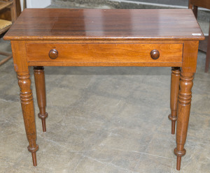 A Colonial Australian single drawer hall table with finely turned legs, Australian cedar, New South Wales origin, circa 1850, 80cm high, 91cm wide, 43cm deep