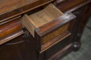 WILLIAM CHAMPION (attributed) fine cedar and musk two door cabinet, cedar shield panel doors with applied rosette decoration, musk veneered hexagonal split columns and ogee moulded corbels with acanthus baluster supports below, Tasmanian origin, circa 183 - 7